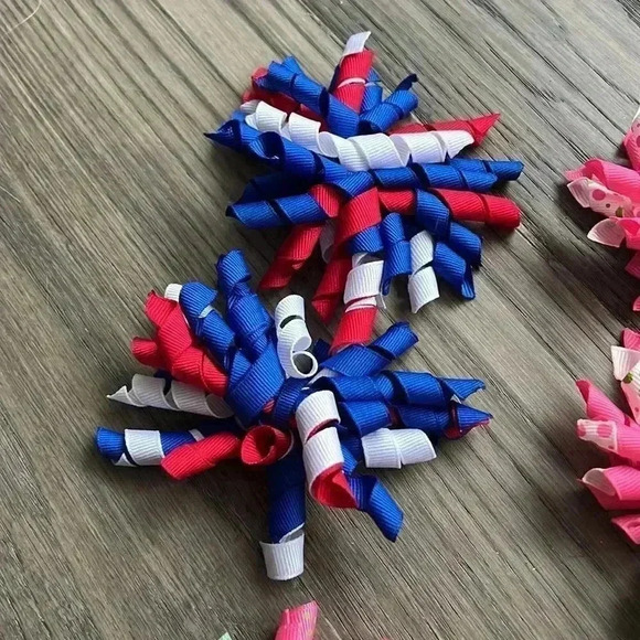 ✨2/$30✨HANDMADE Hair Bows | Colourful handmade Korker bows pack of 12 - Picture 6 of 7